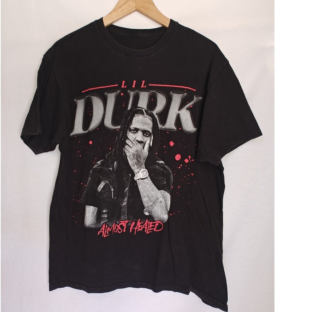 Lil Durk Almost Healed Graphic T-Shirt Black Short Sleeve Hip Hop Rap Tee‎ L XL